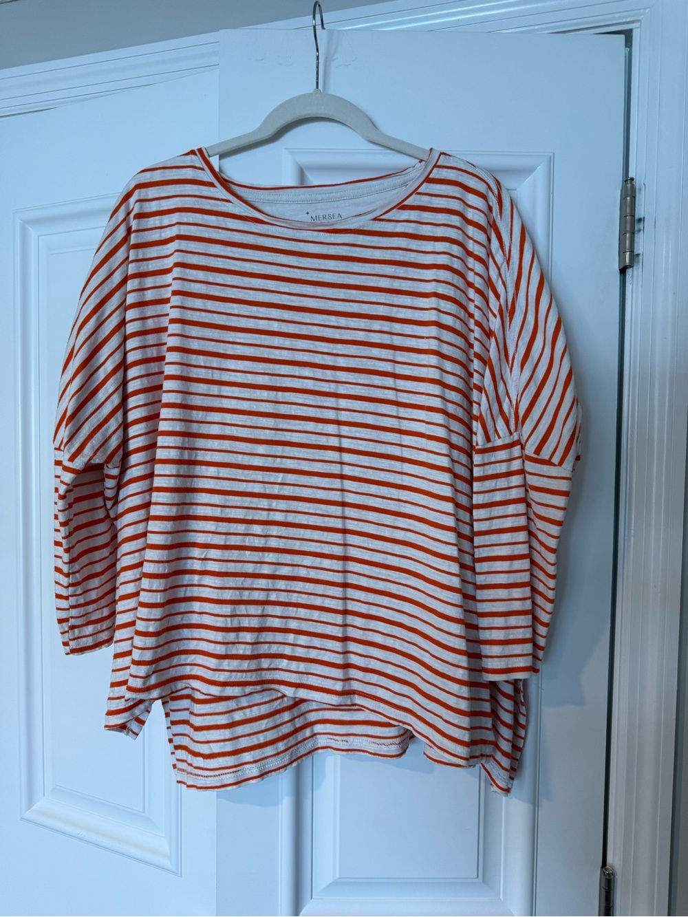 Mersea Orange & White Striped Catalina Long Sleeve Tee